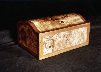 Olive-Ash Burl Arch-Topped Jewelry Box